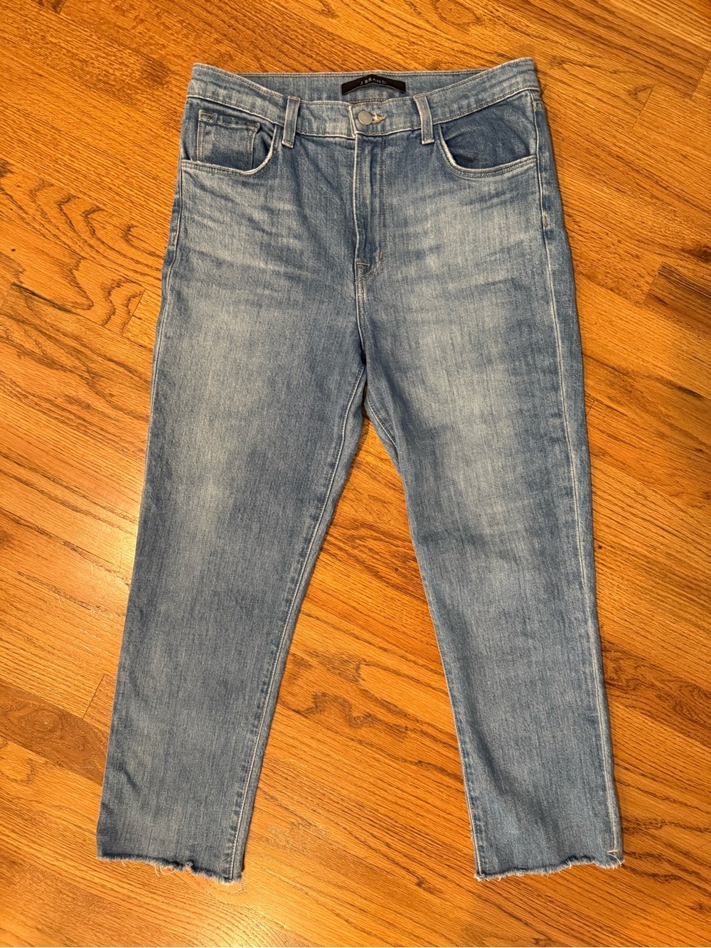 J Brand Ruby high rise cropped Slim Straight Jeans with raw hem size 28